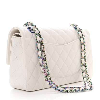 Chanel Caviar Quilted Rainbow CC Medium Double Flap White 3 of 11