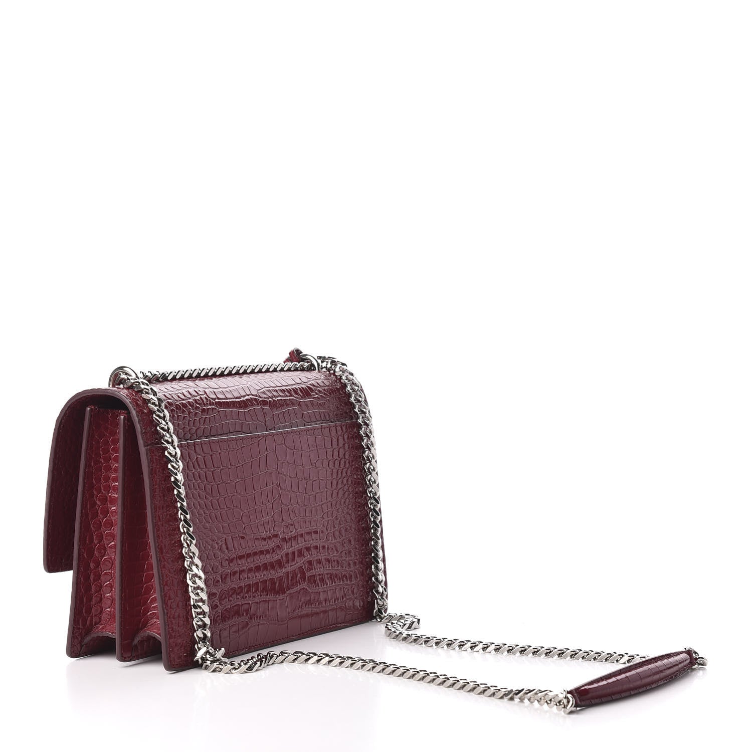 Saint Laurent Calfskin Crocodile Embossed Medium Monogram Sunset Palissandre 3 of 8