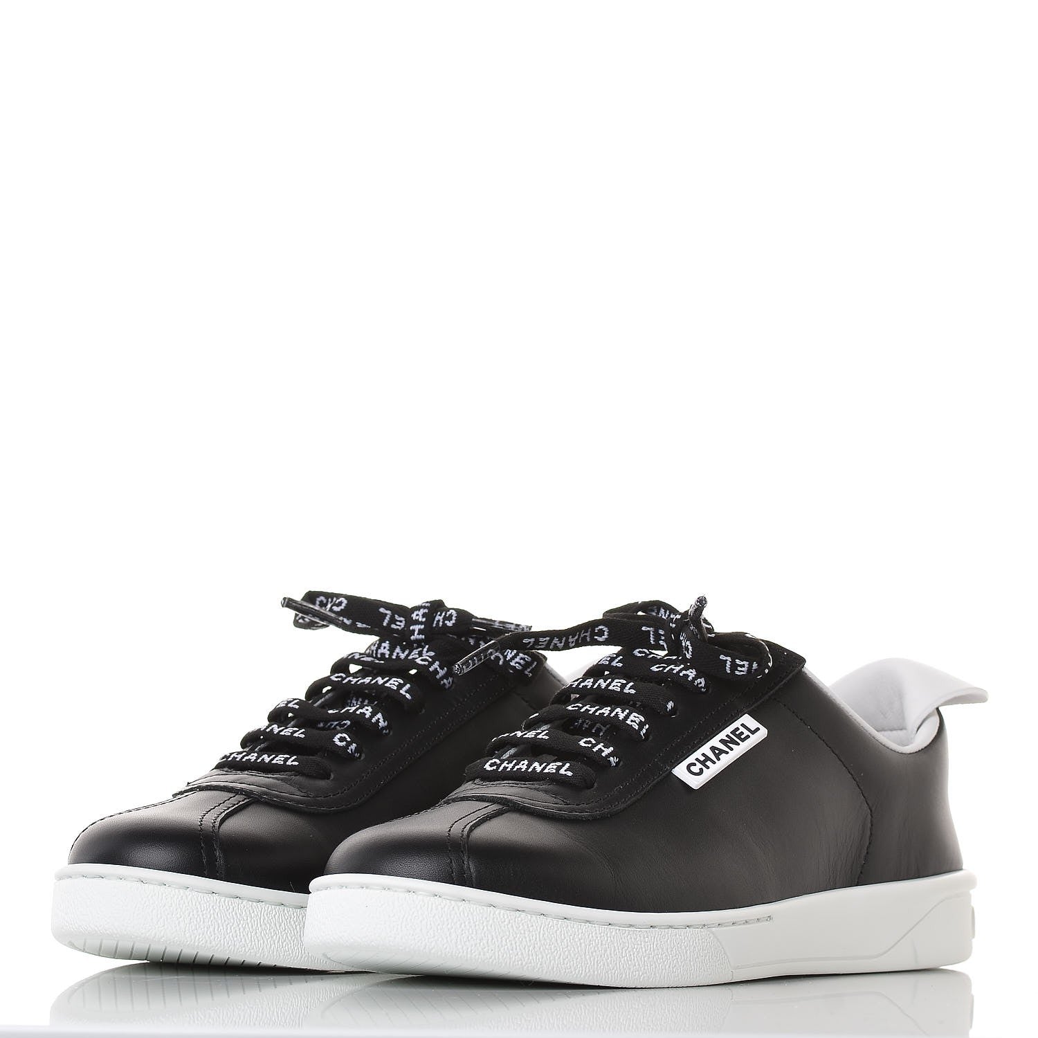 Chanel Calfskin CC Womens Sneakers 37 Black 3 of 10