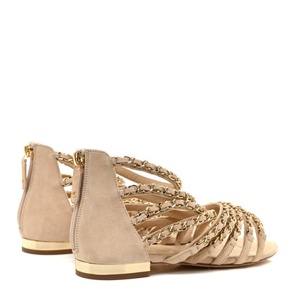 Chanel Kid Suede CC Chain Sandals 35 Beige 5 of 9