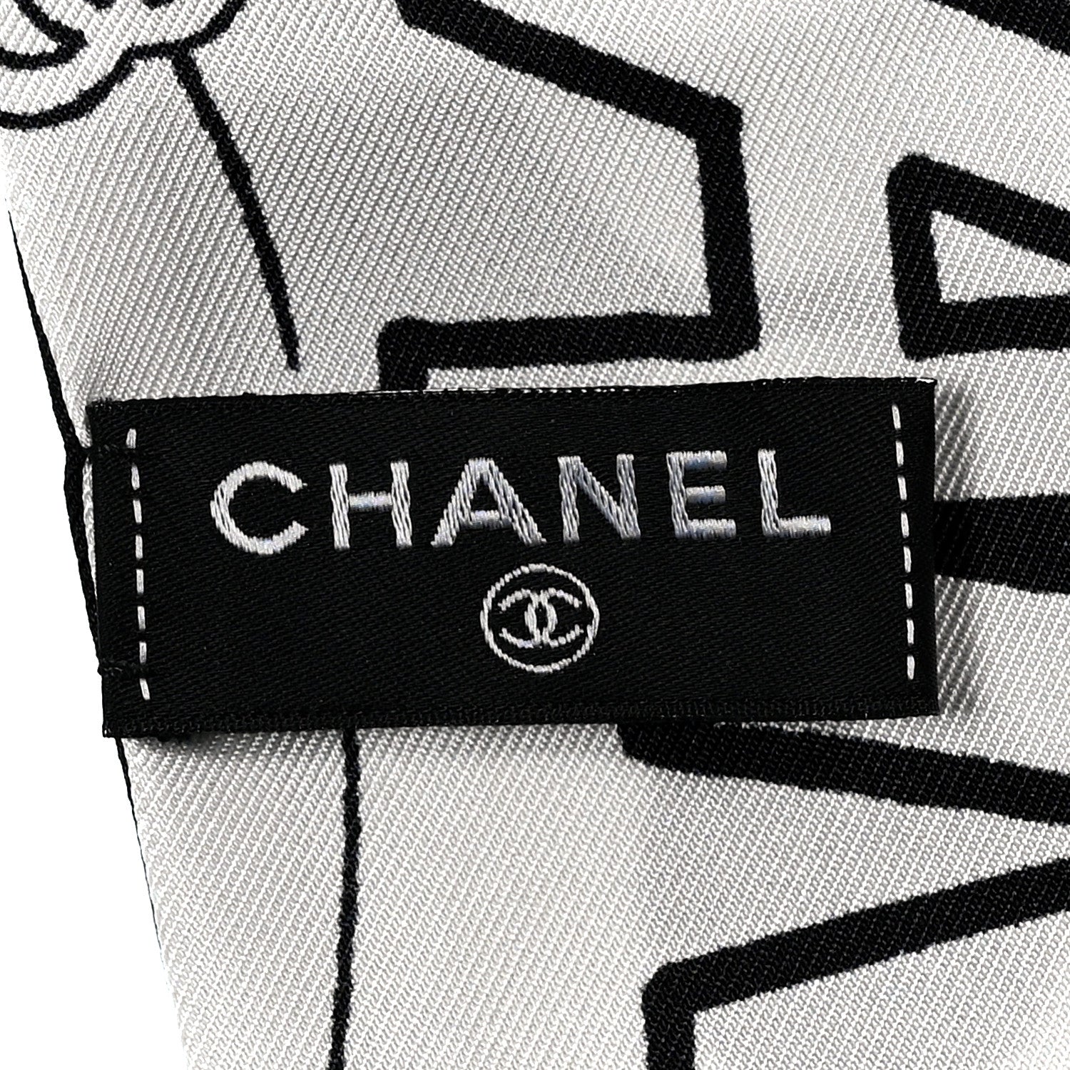 Chanel Silk CC Comics Slim Bandeau White Black 3 of 3