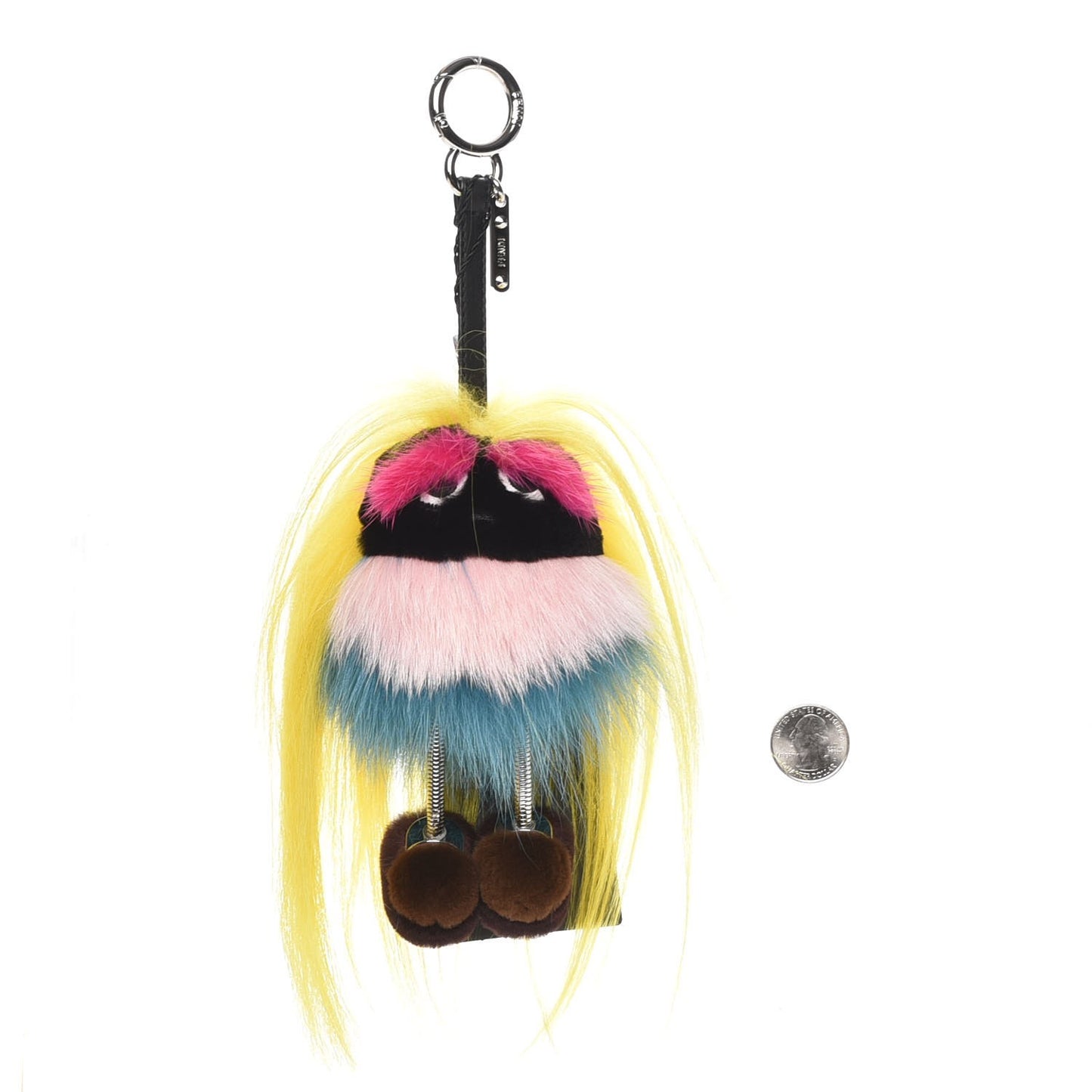 Goat Mink Fox Fur Mum Wonders Bag Charm Yellow Water Multicolor