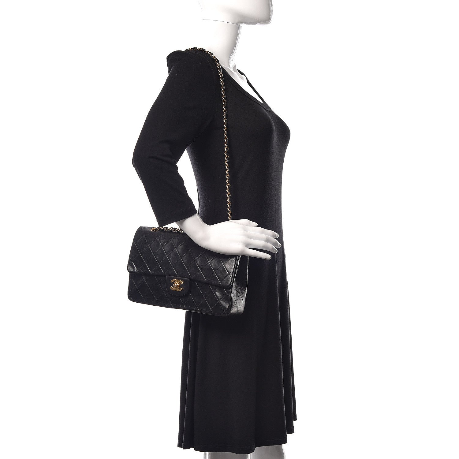 Chanel Lambskin Quilted Medium Double Flap Black 2 of 17