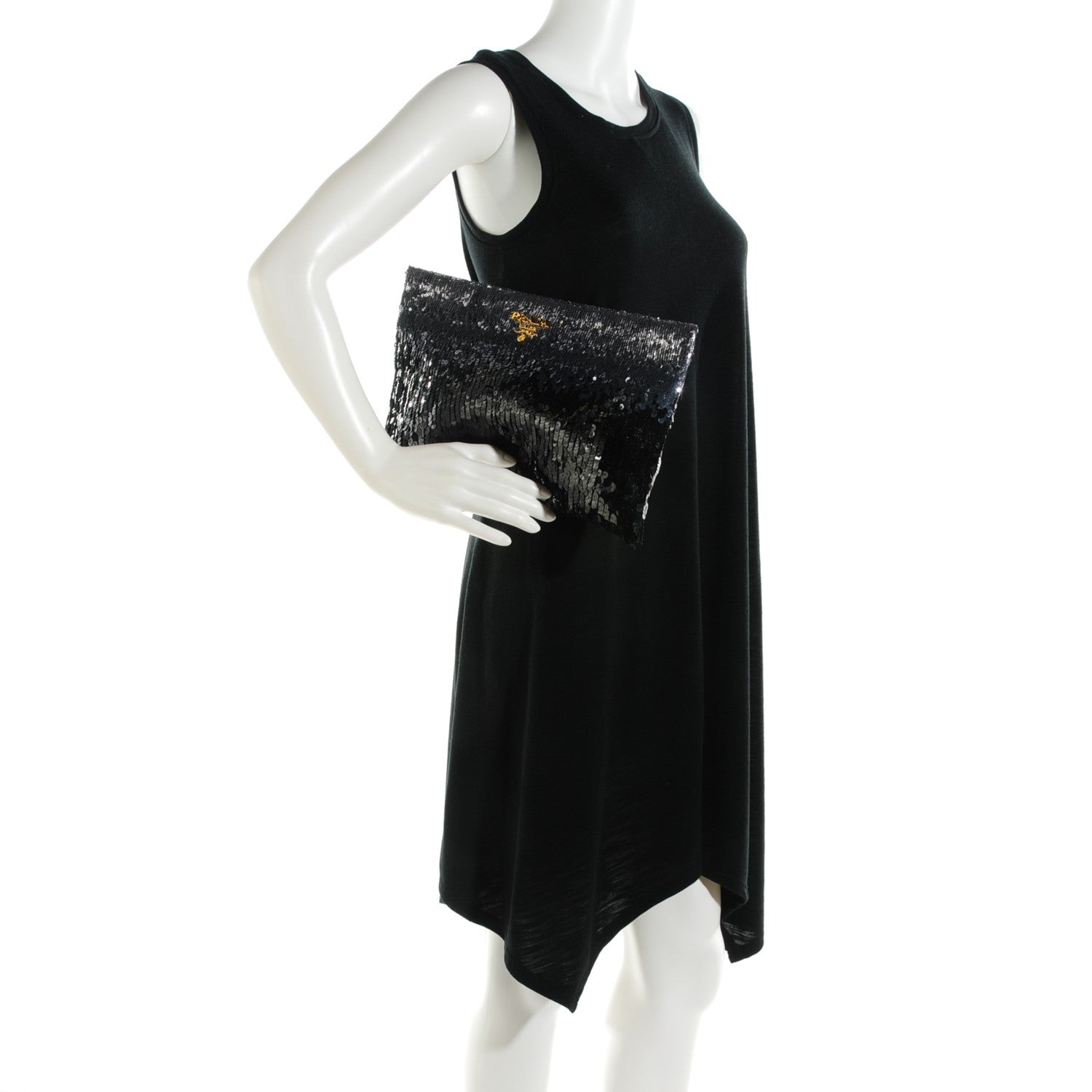 Prada Sequin Ombre Pochette Clutch Acciaio 2 of 7