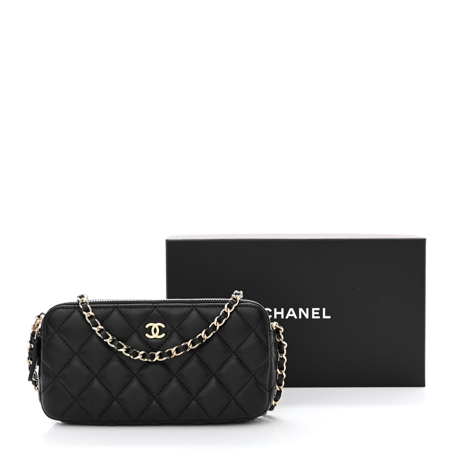 Chanel Lambskin Quilted Small Clutch With Chain Black 14 of 14