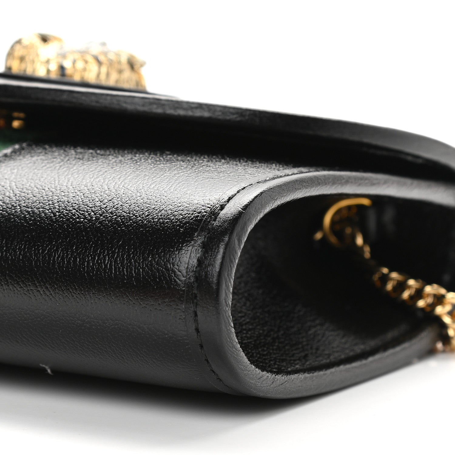 Gucci Textured Calfskin Web Mini Rajah Slim Flap Shoulder Bag Black 9 of 9