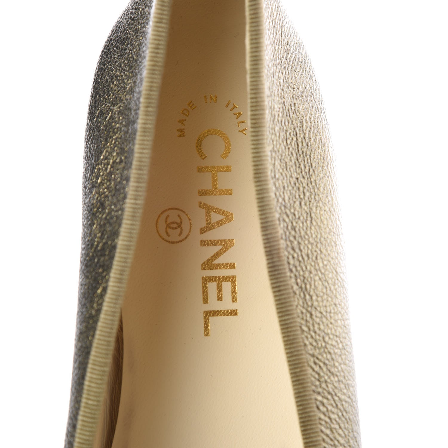 Chanel Metallic Calfskin Cap Toe CC Ballerina Flats 41 Gold 5 of 8