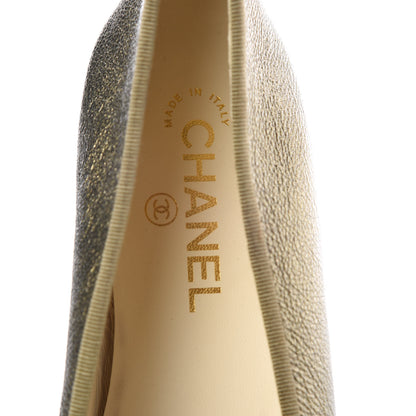 Chanel Metallic Calfskin Cap Toe CC Ballerina Flats 41 Gold 5 of 8