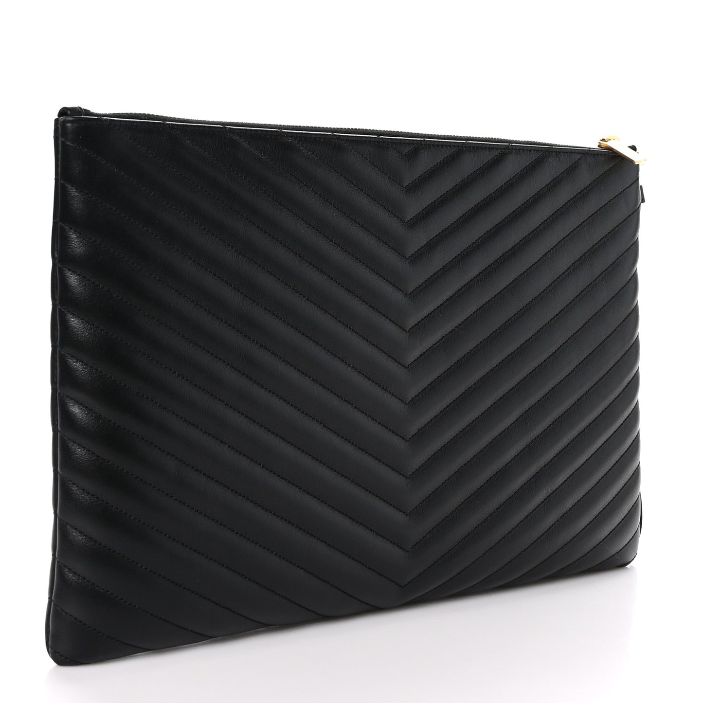 Calfskin Matelasse Chevron Monogram Document Holder Black