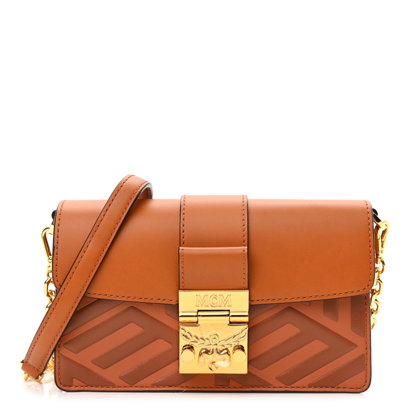 Cubic Monogram Mini Tracy Crossbody Bag Cognac