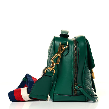 Gucci Calfskin Matelasse Sylvie Web Small GG Marmont Top Handle Shoulder Bag Emerald 16 of 18