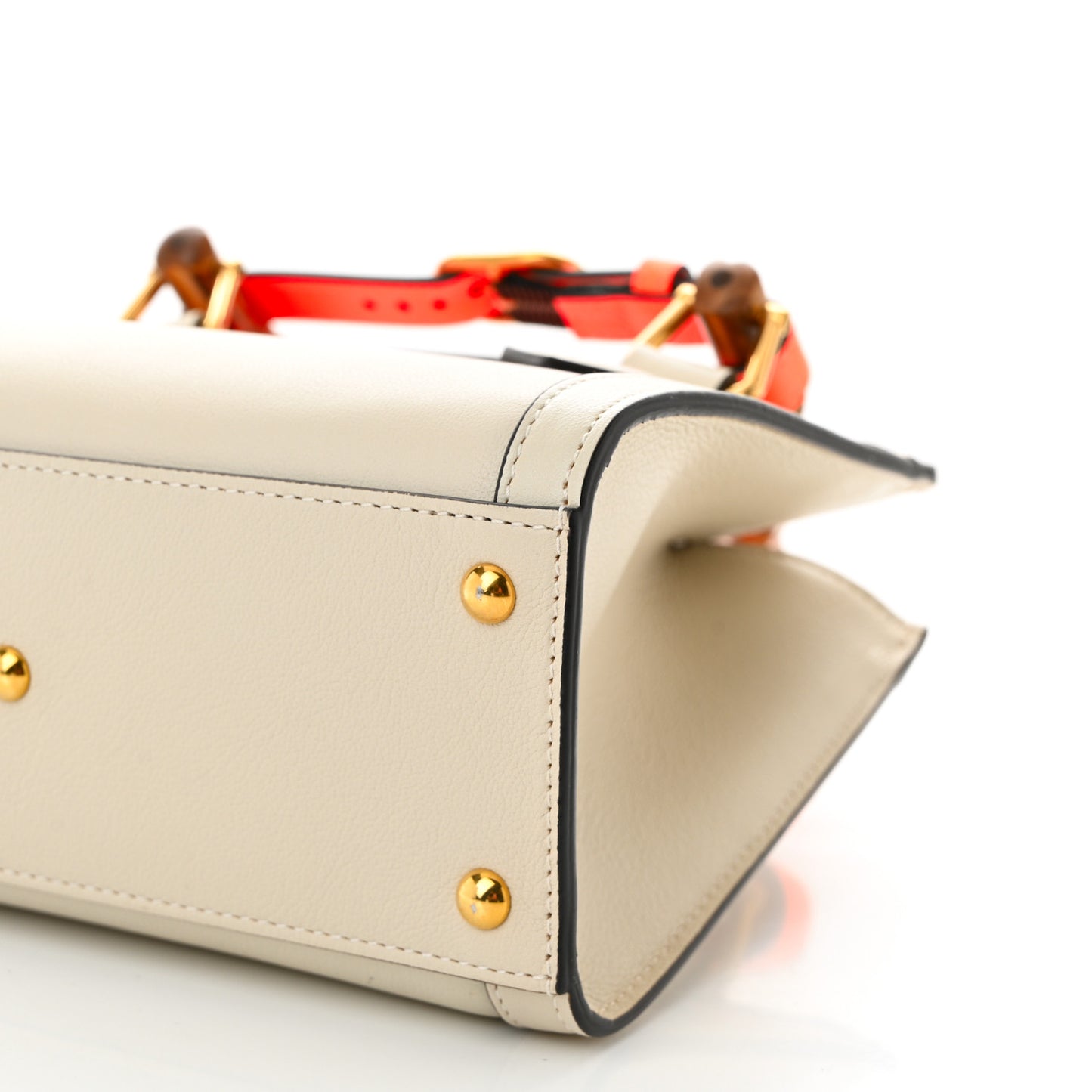 Wonka Grain Calfskin Mini Diana Tote Bag Mystic White Orange Fluo