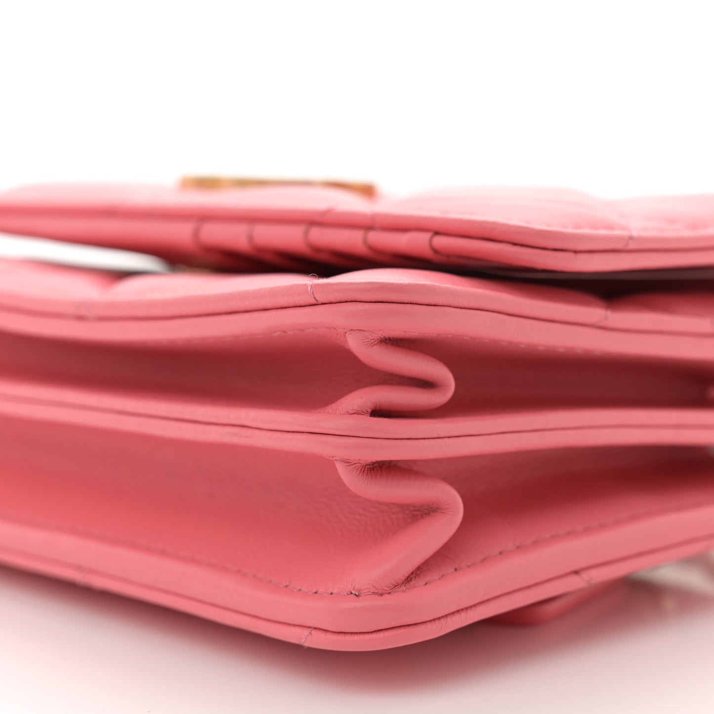 Lambskin Enamel Quilted Pending CC Clutch With Chain Pink