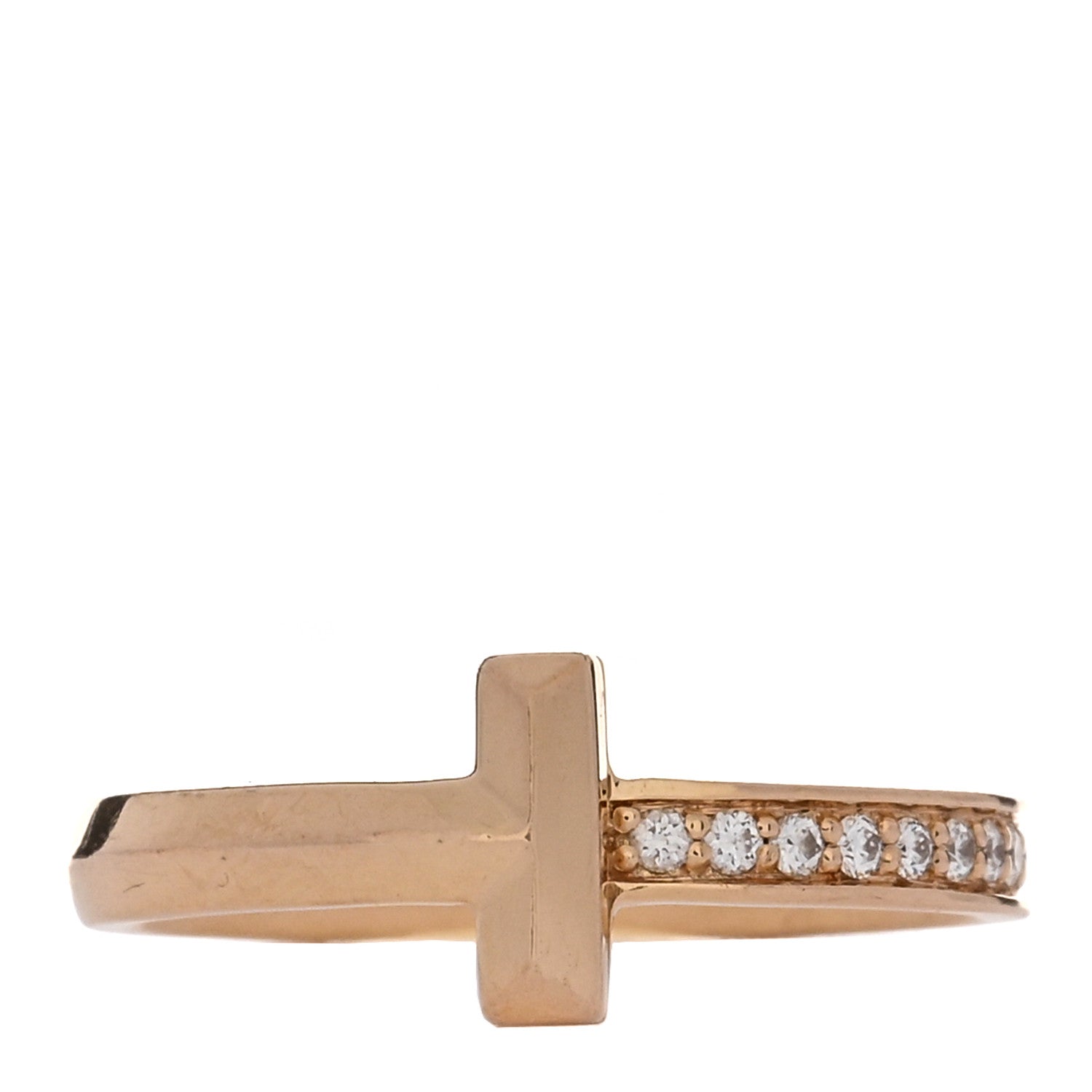 Tiffany 18K Rose Gold Diamond 2.5mm T T1 Ring 52 6 1 of 5
