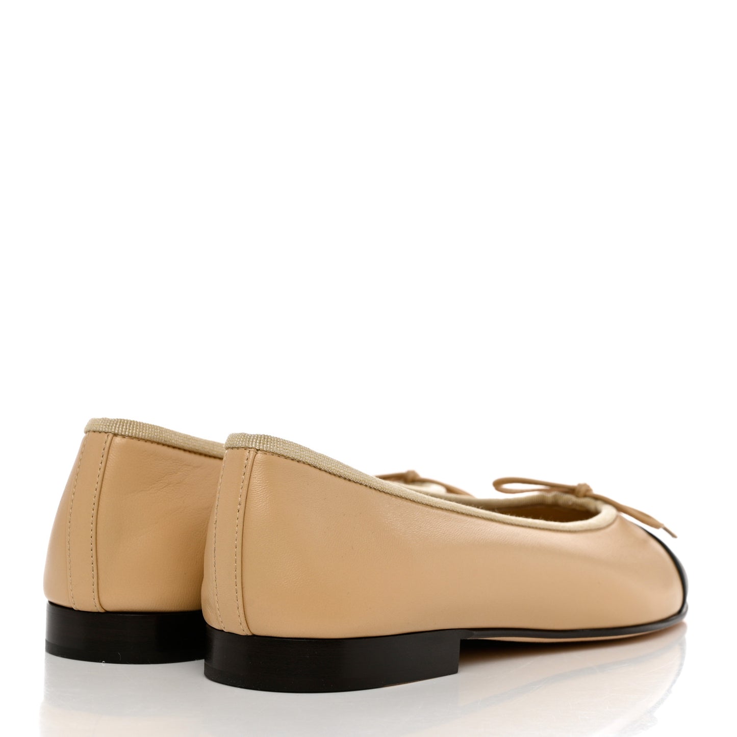 Lambskin Cap Toe CC Ballerina Flats 37.5 Beige Black