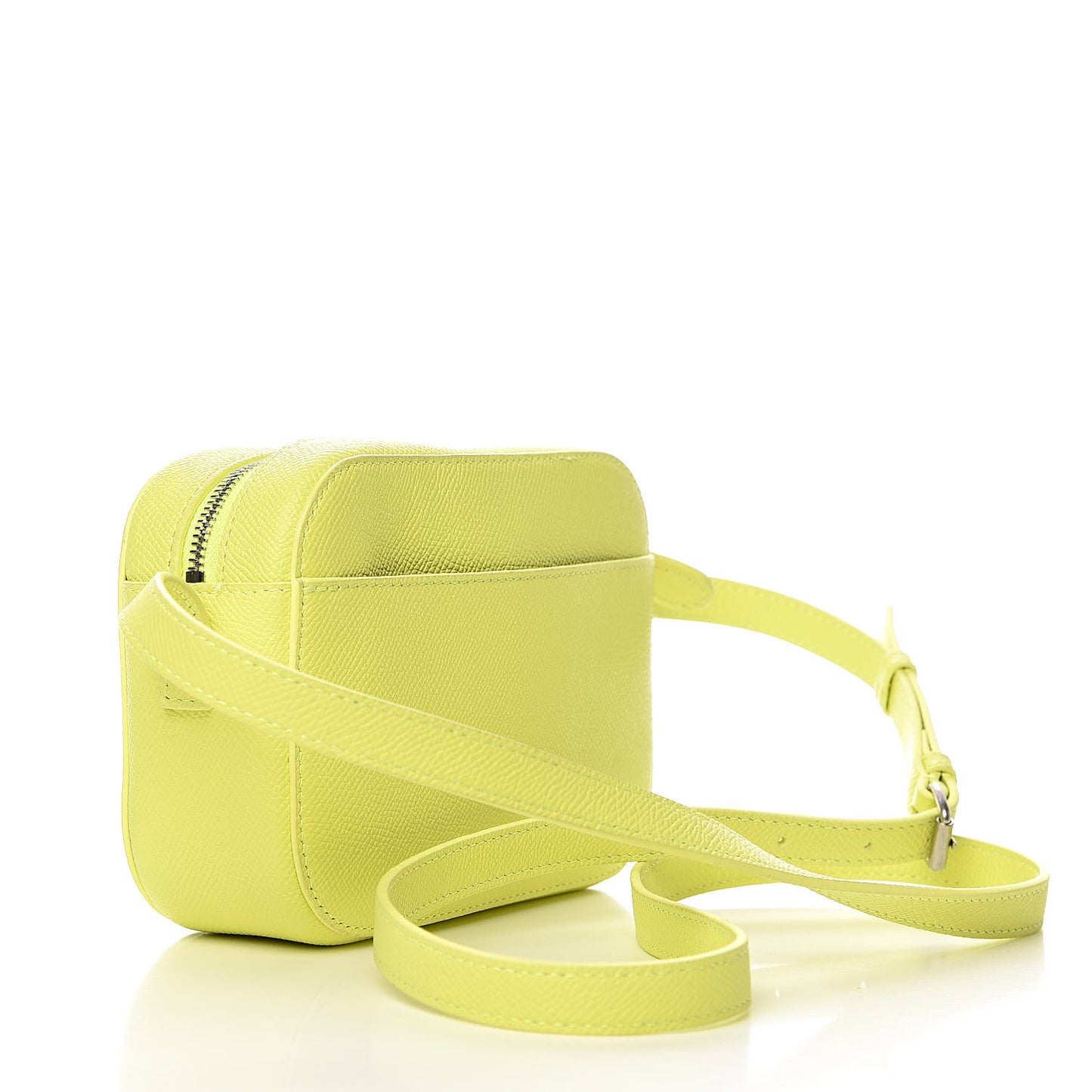 Signature Grained Calfskin Logo XS Ville Camera Bag Acid Green Black