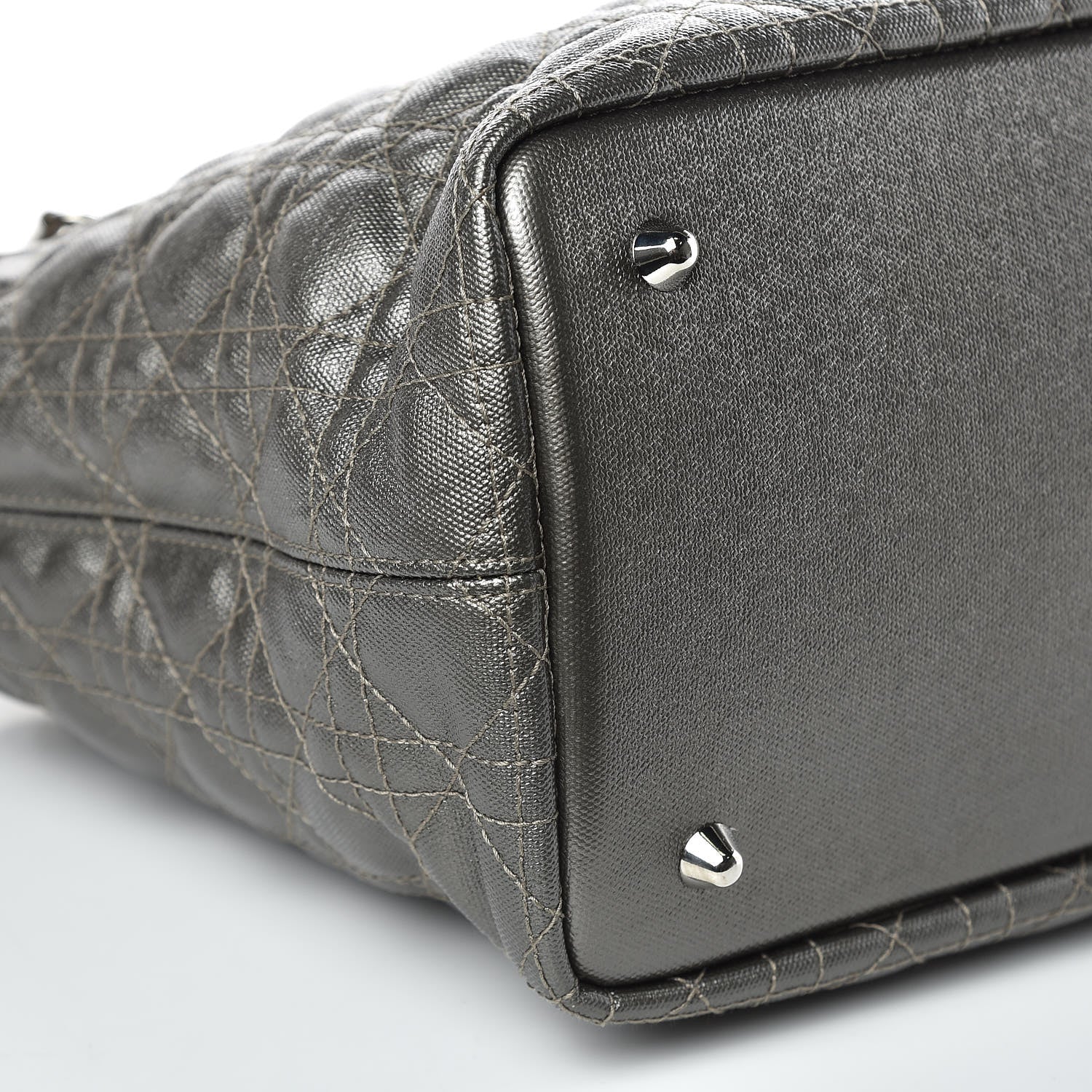 Christian Dior Coated Canvas Cannage Small Panarea Tote Grey 8 of 10