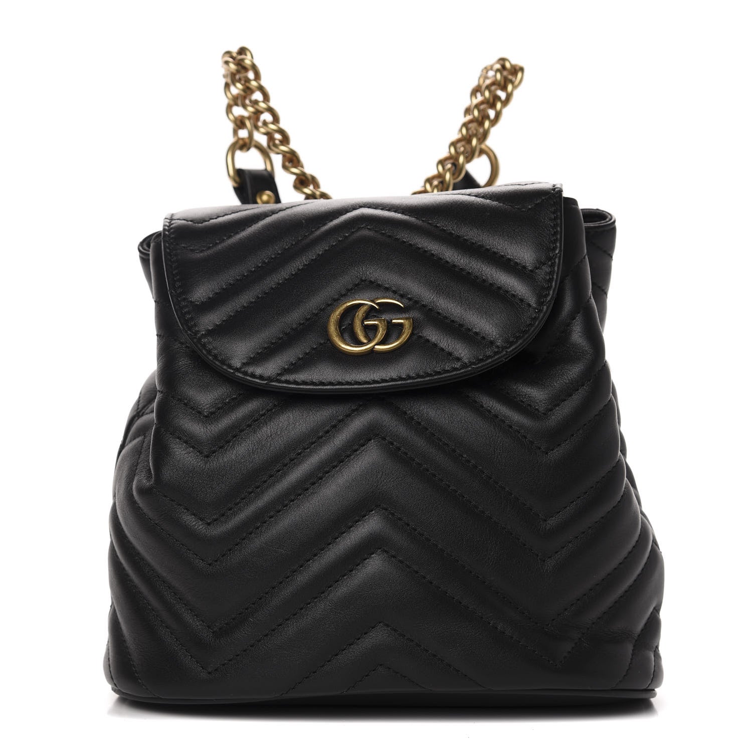 Gucci Calfskin Matelasse GG Marmont Flap Backpack Black 1 of 8