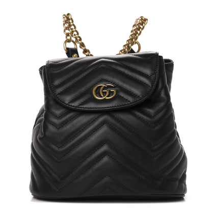 Gucci Calfskin Matelasse GG Marmont Flap Backpack Black 1 of 8