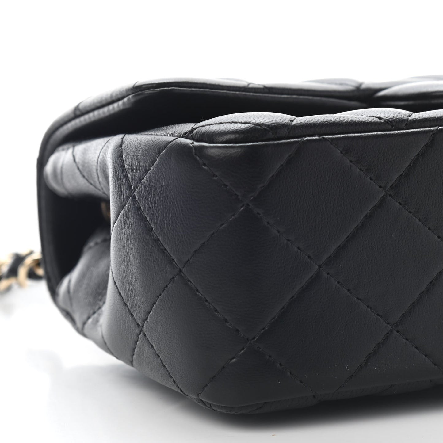 Lambskin Quilted Mini Rectangular Flap Black