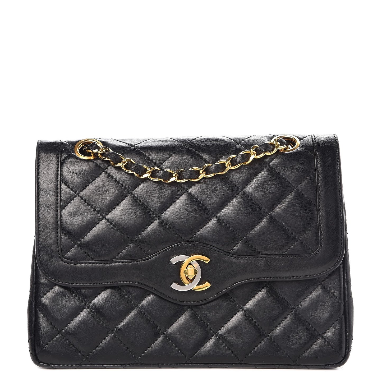 Lambskin Quilted Small Double Flap Black