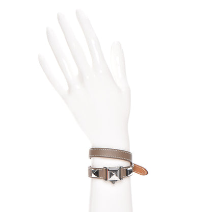 Hermes Stainless Steel Swift 16mm Medor Double Tour Quartz Watch Etoupe 2 of 11