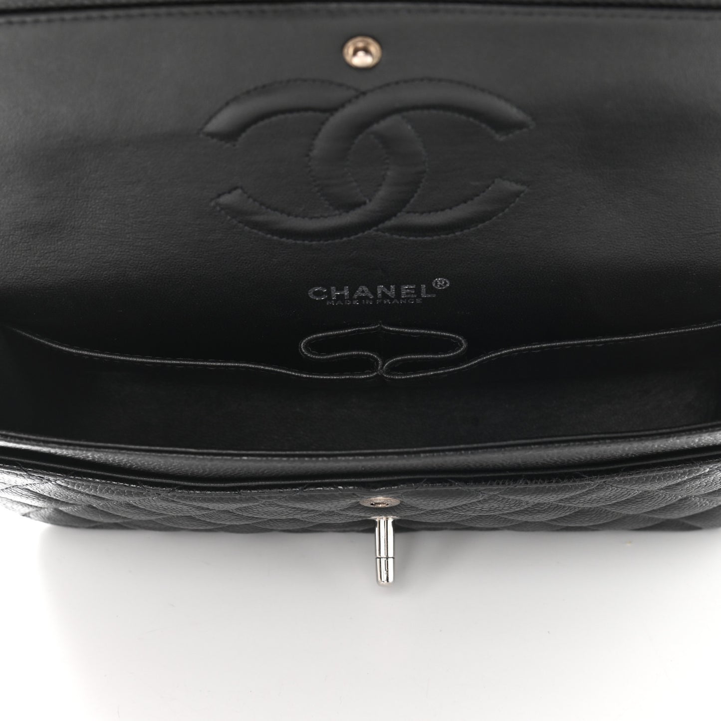Caviar Quilted Medium Double Flap Black