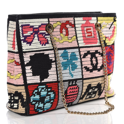Chanel Needlepoint Precious Symbols Shoulder Bag Black 2 of 9