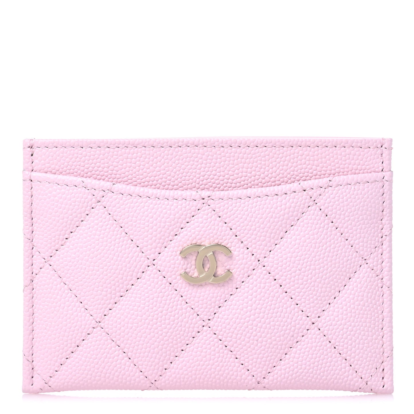 Caviar Quilted Card Holder Light Pink