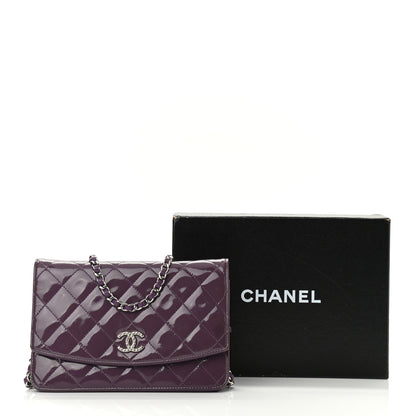 Chanel Patent Quilted Brilliant Wallet On Chain WOC Violet 12 of 12
