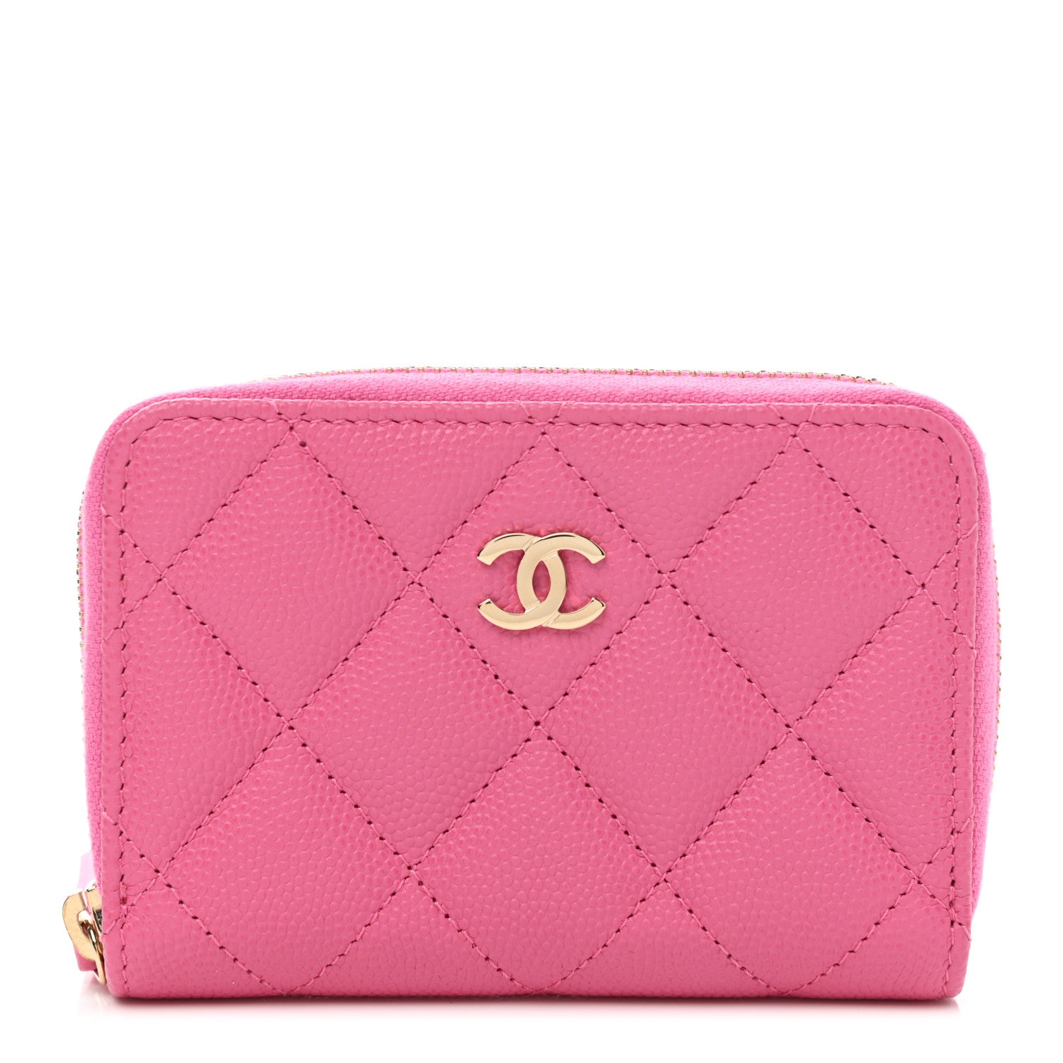 Chanel Caviar Quilted Zip Coin Purse Pink 1 of 8