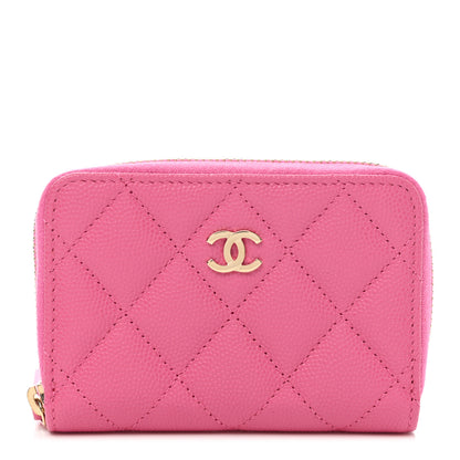 Chanel Caviar Quilted Zip Coin Purse Pink 1 of 8
