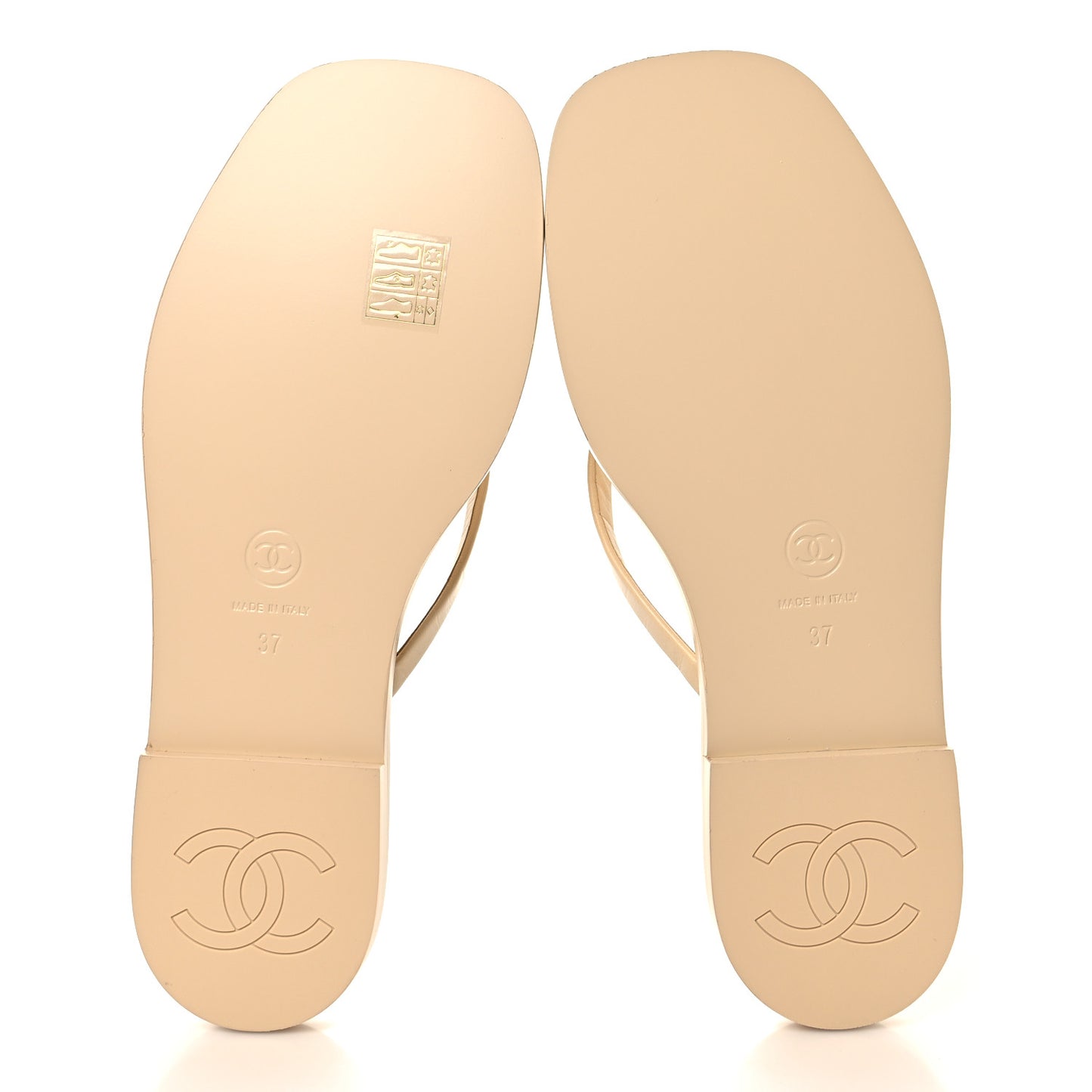 Goatskin CC Times Square Thong Sandals 37 Beige