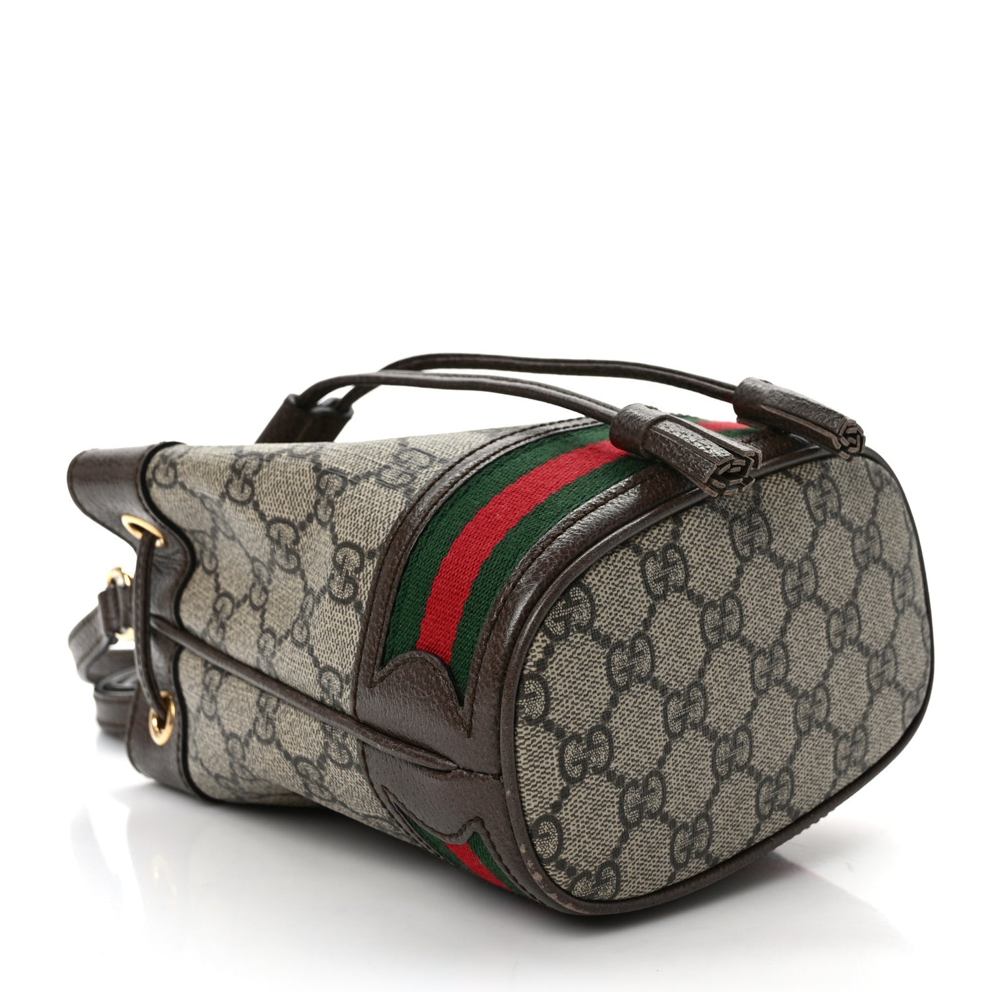 GG Supreme Monogram Web Mini Ophidia Bucket Bag Brown