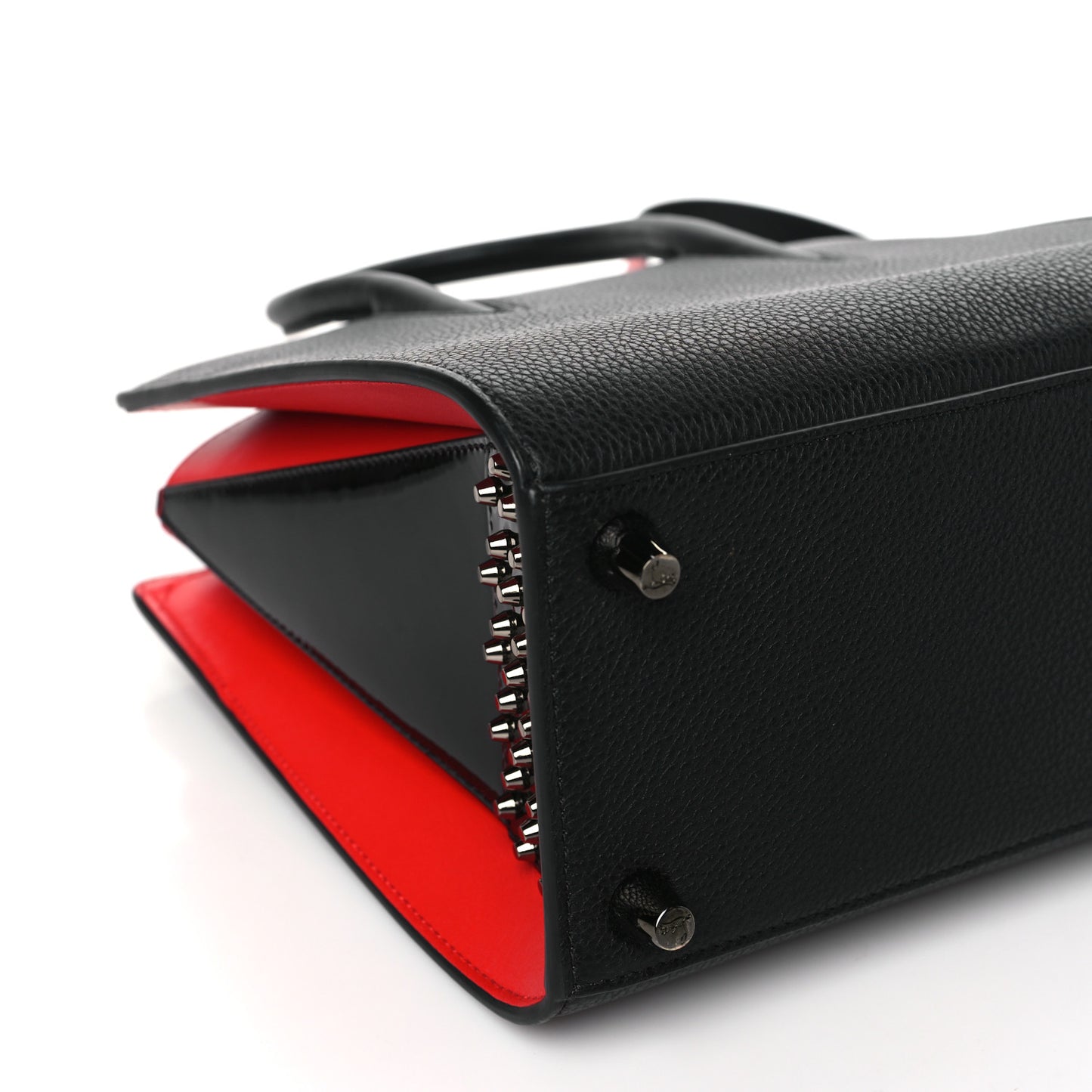 Calfskin Empire Patent Studded Medium Paloma Black