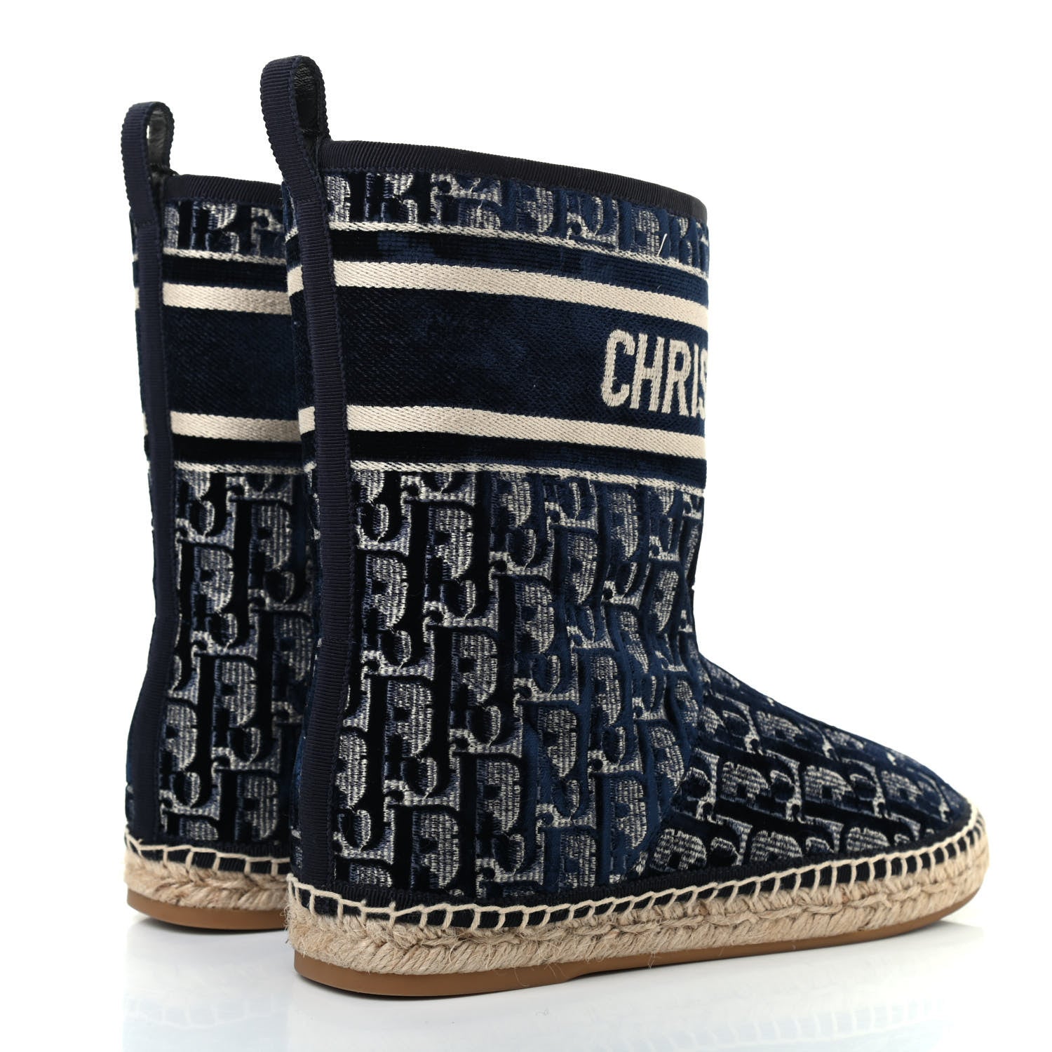 Christian Dior Velvet Oblique Granville Espadrille Boots 36.5 Deep Blue 4 of 8