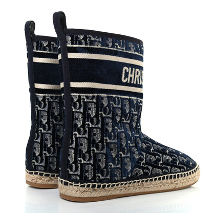 Christian Dior Velvet Oblique Granville Espadrille Boots 36.5 Deep Blue 4 of 8