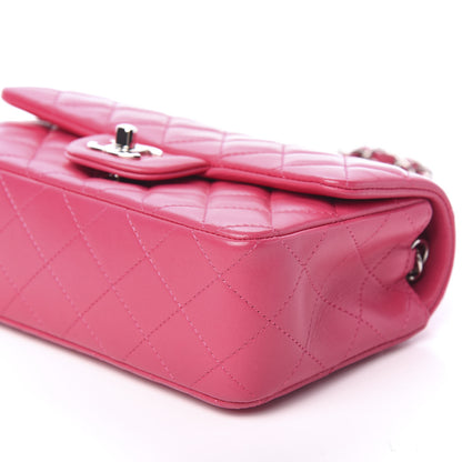 Chanel Lambskin Quilted Mini Rectangular Flap Dark Pink 8 of 9