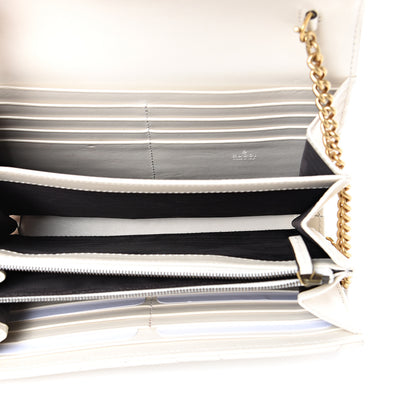 Gucci Calfskin Matelasse GG Marmont Chain Wallet Mystic White 4 of 11