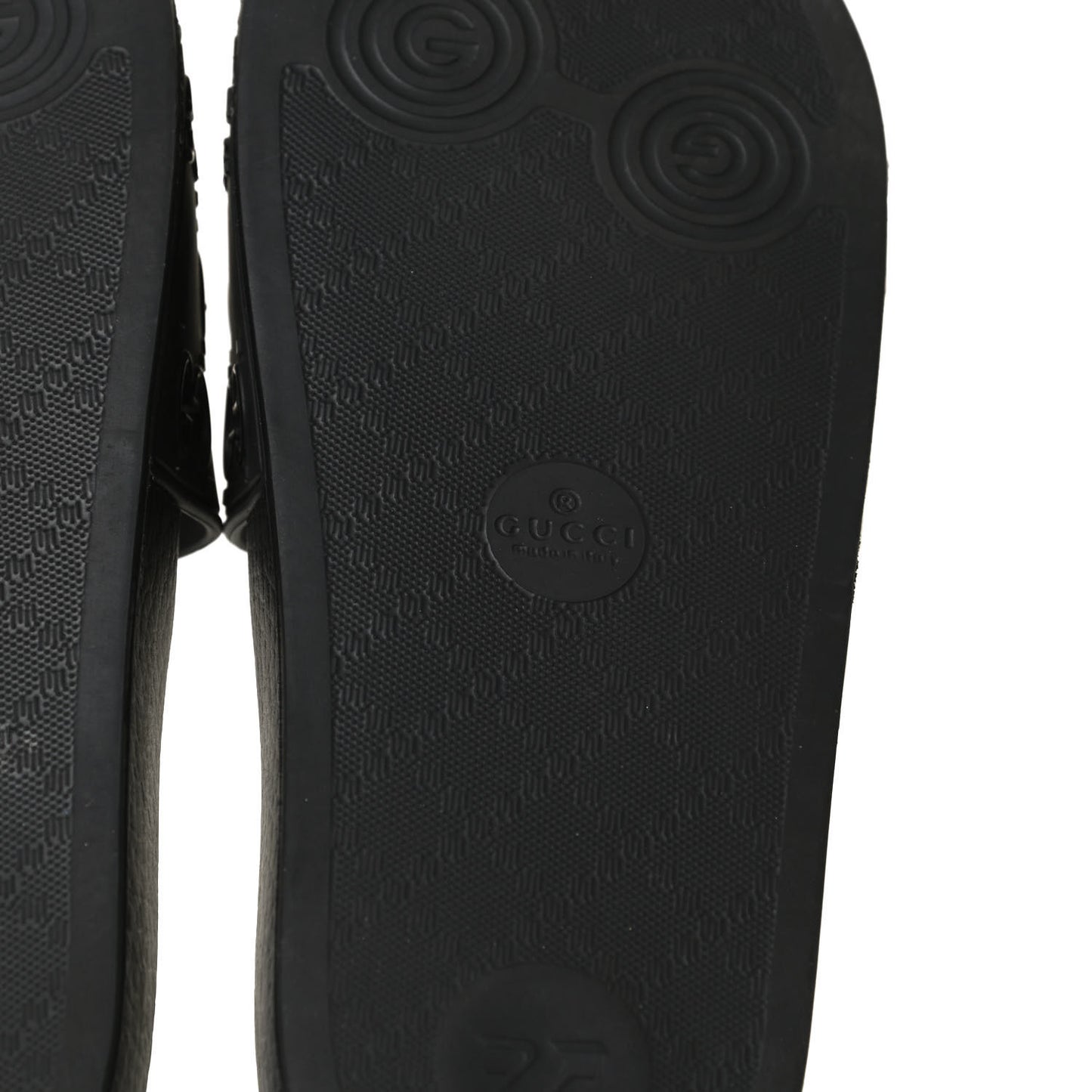 Rubber GG Monogram Perforated Womens Slide Sandals 38 Black