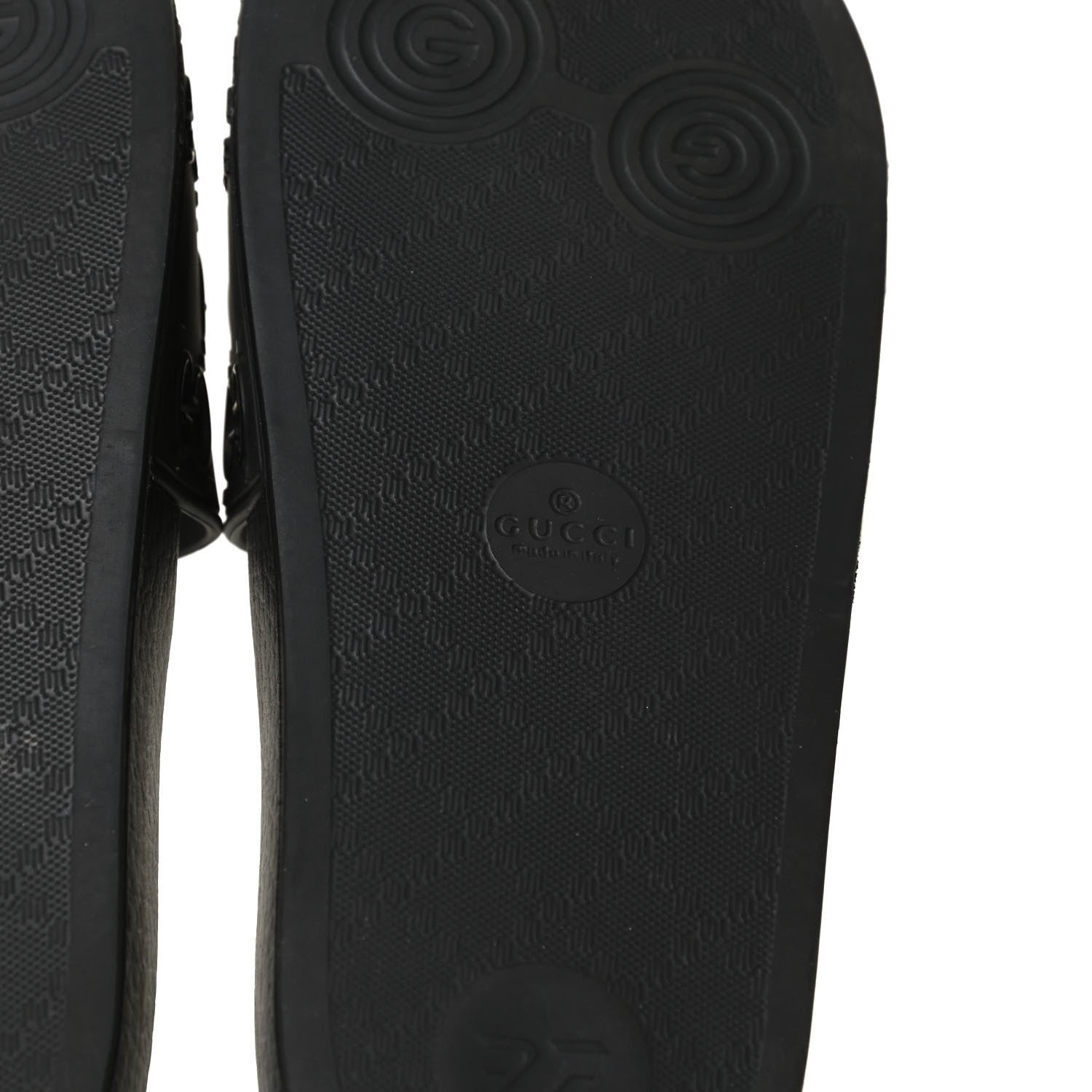 Gucci Rubber GG Monogram Perforated Womens Slide Sandals 38 Black 8 of 12