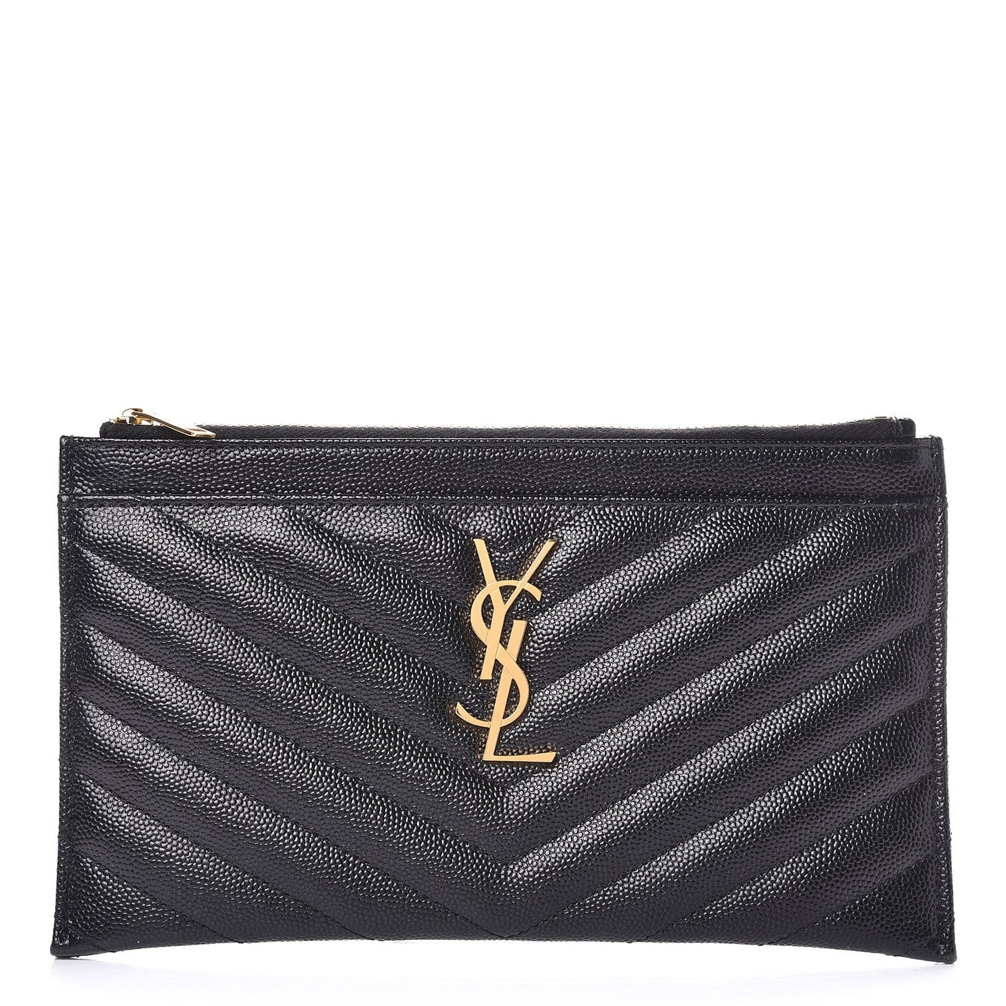 Grain De Poudre Chevron Monogram Bill Pouch Black