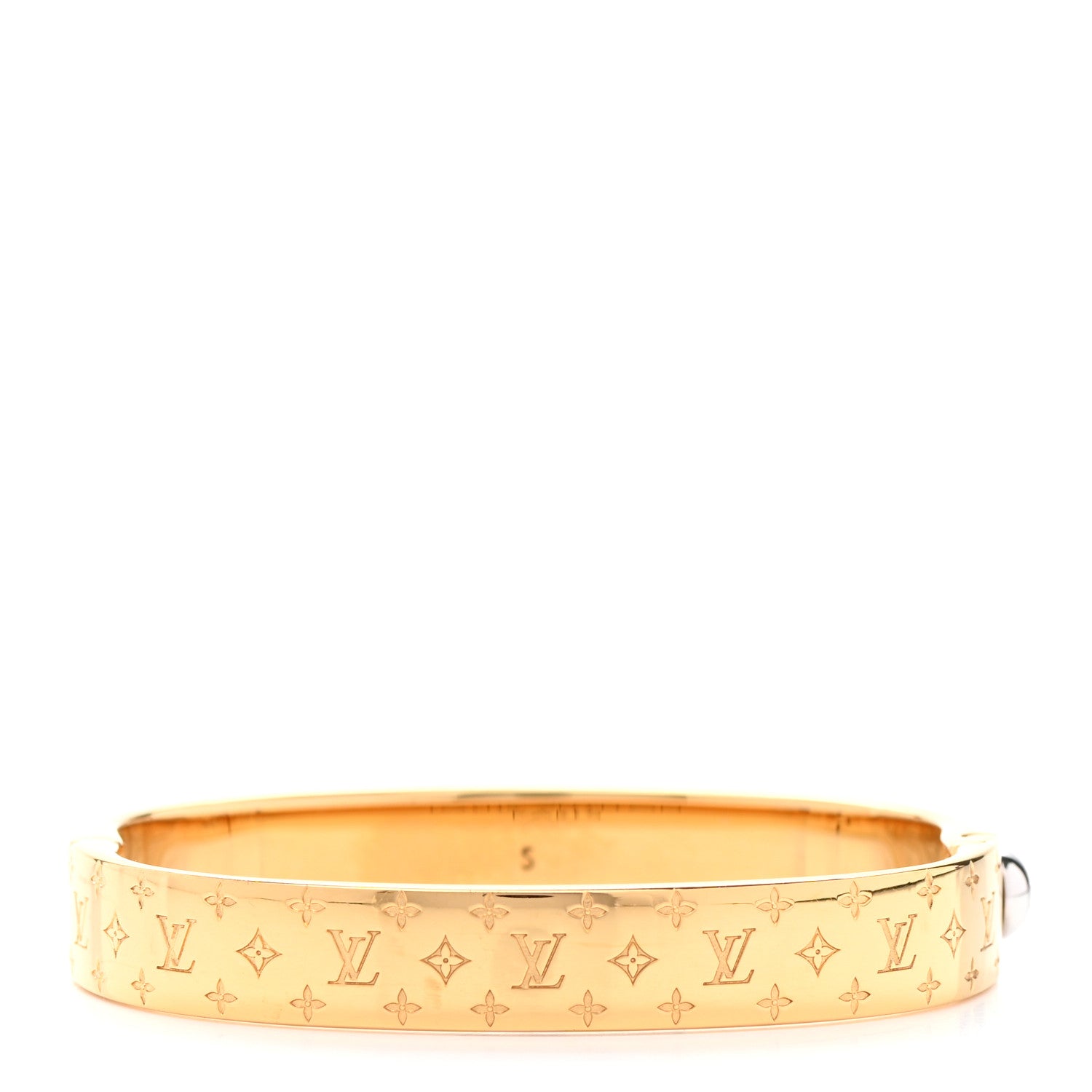 Louis Vuitton Brass Monogram Nanogram Cuff M Gold 3 of 5