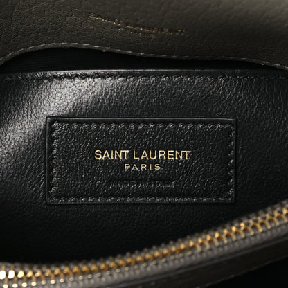 Saint Laurent Sheepskin Matelasse Chevron Monogram Medium College Bag Grey Kaki 6 of 10