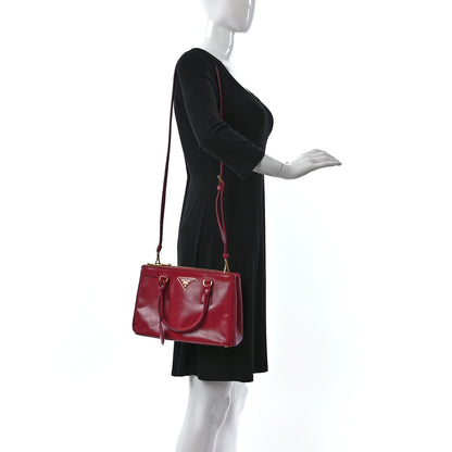 Prada Saffiano Vernice Small Galleria Double Zip Tote Peonia 2 of 26