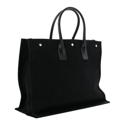 Saint Laurent Linen Calfskin Rive Gauche Tote Black 3 of 10