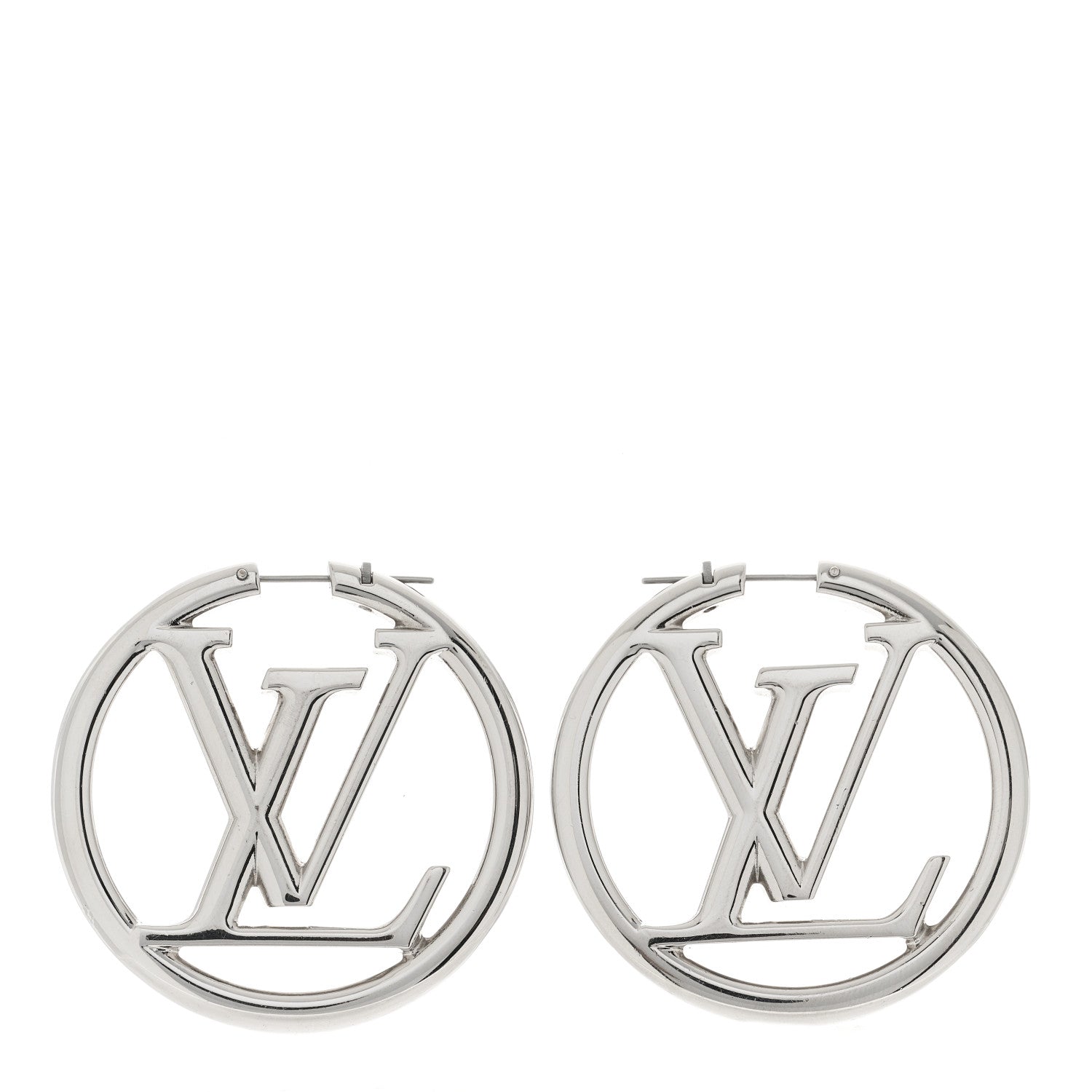 Louis Vuitton Palladium Louise Hoop Earrings Silver 1 of 4