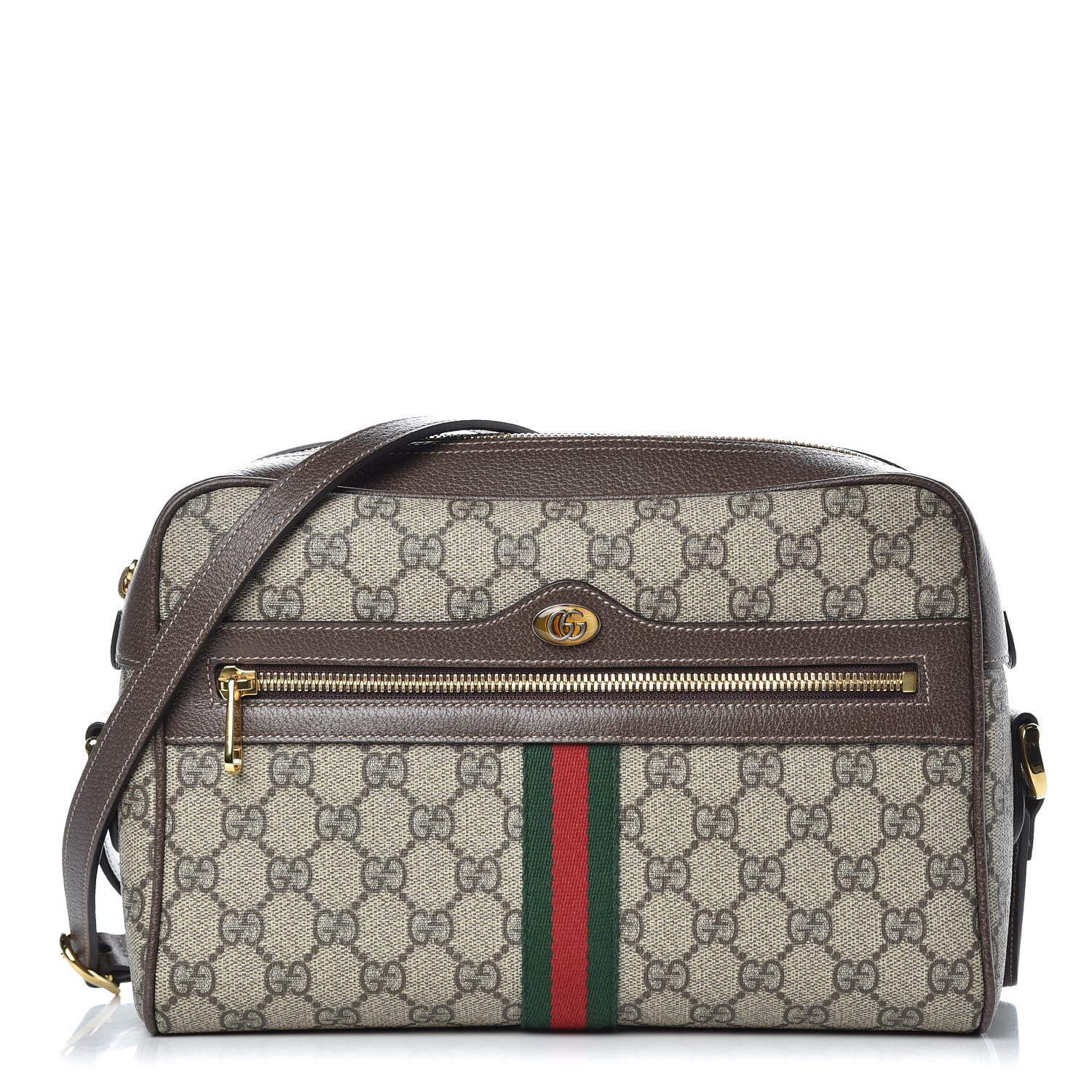 Gucci GG Supreme Monogram Web Small Ophidia Shoulder Bag Brown 1 of 10