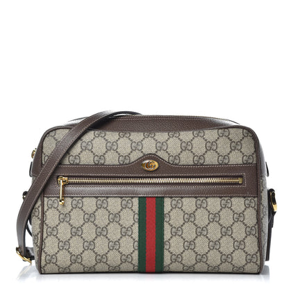 Gucci GG Supreme Monogram Web Small Ophidia Shoulder Bag Brown 1 of 10