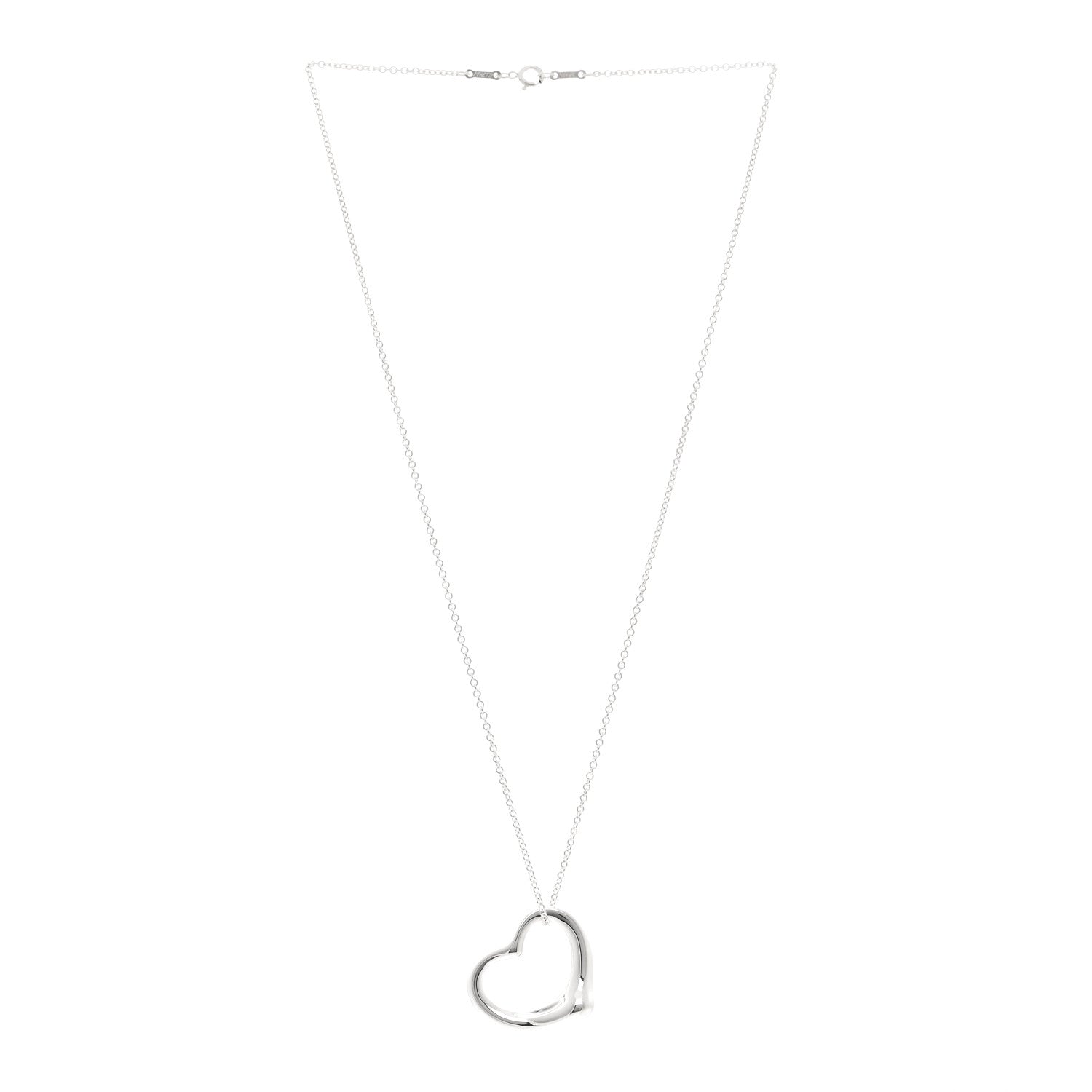 Tiffany Sterling Silver 27mm Elsa Peretti Open Heart Pendant Necklace 2 of 4
